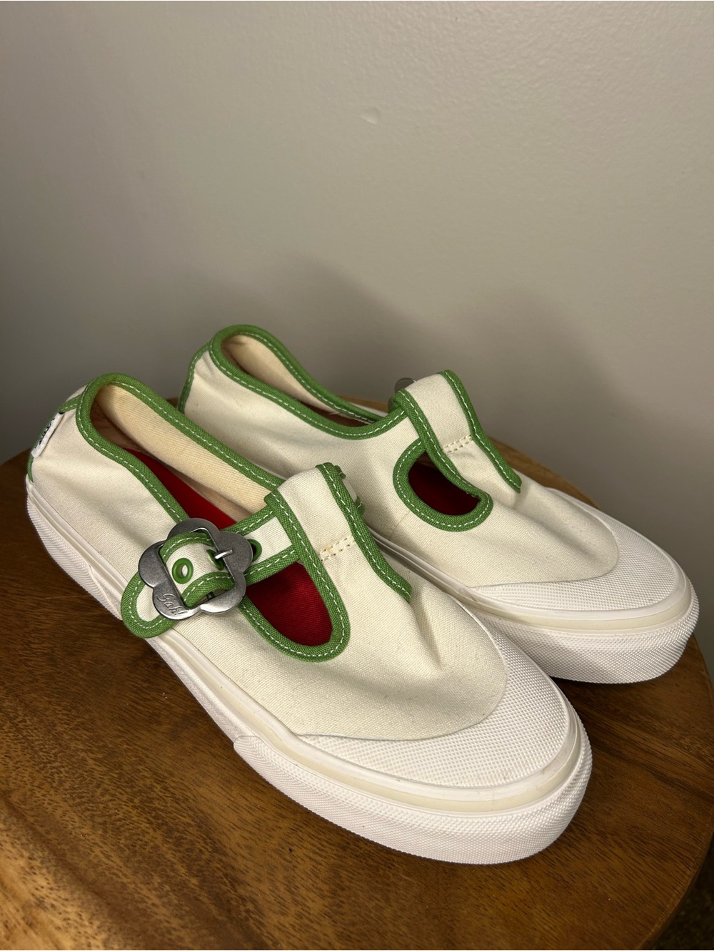 Lisa Says Gah x Vans Canvas Mary Jane Sneakers with Green Trim
